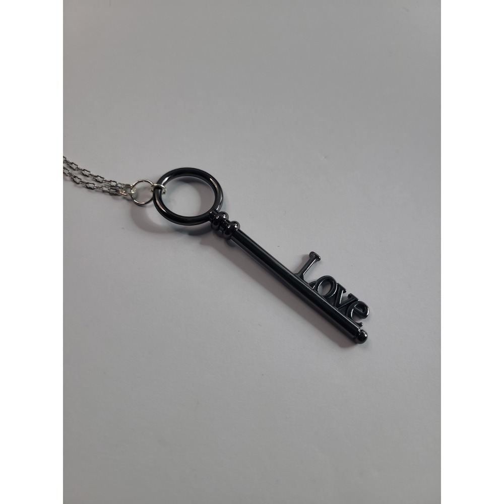 Silver Tone LOVE Skeleton Key Pendant Necklace Romantic Vintage Style Jewelry - Picture 9 of 10